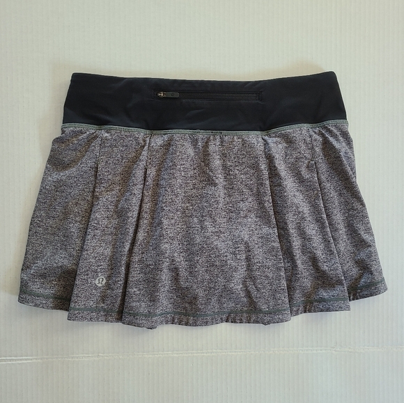 Lululemon Pace Rival Skirt No Panels 13" Heather Gray Lux Multi Black Sz 4 - Picture 6 of 13